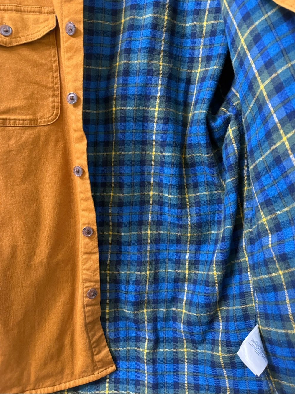 Lands' End Mustard Gold Lined Utility Shirt Jacket Men’s S Golden Pecan - Picture 6 of 7